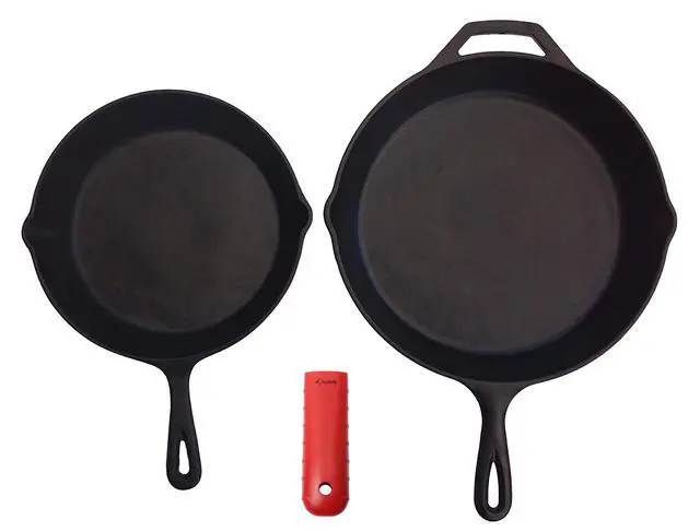 Alt view image 6 of 7 - Silicone Hot Handle Holder, Potholder (Extra Thick Red) for Cast Iron Skillets, Pans, Frying Pans & Griddles, Metal and Aluminum Cookware Handles - Sleeve Grip, Handle Cover