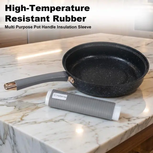 Alt view image 4 of 7 - 2 PCS Silicone Pan Handle Sleeve, Heat-Resistant & Non-Slip Cast Iron Pan Handle Covers for Pots and Pans, Easy to Install and Clean, for Cast Iron Skillet, Frying Pans Kitchen Protection (Grey, M)