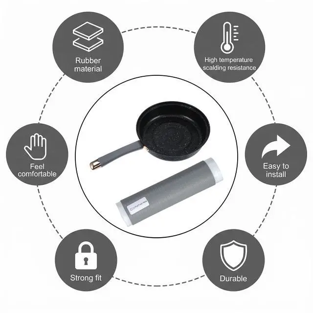 Alt view image 5 of 7 - 2 PCS Silicone Pan Handle Sleeve, Heat-Resistant & Non-Slip Cast Iron Pan Handle Covers for Pots and Pans, Easy to Install and Clean, for Cast Iron Skillet, Frying Pans Kitchen Protection (Grey, M)