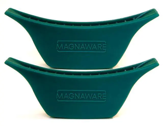 Main image of Silicone Handle Covers Heat-Resistant Pot Holders for Magnaware Oval & Round Dutch Ovens, Stockpots Non-Slip Silicone Grips for Safe Handling Green (Set of 2)