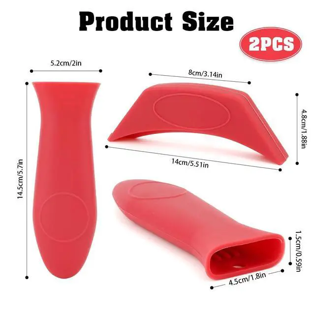 Alt view image 3 of 7 - Cast Iron Handle Cover Silicone Pot Holders 2PCS Cast Iron Skillet Handles Cover Heat Resistant Silicone Hot Handle Holder Cast Irons Handless Sleeve for Frying Pan Cast Irons Skillet Griddle Cookware