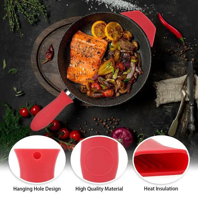 Alt view image 4 of 7 - Cast Iron Handle Cover Silicone Pot Holders 2PCS Cast Iron Skillet Handles Cover Heat Resistant Silicone Hot Handle Holder Cast Irons Handless Sleeve for Frying Pan Cast Irons Skillet Griddle Cookware