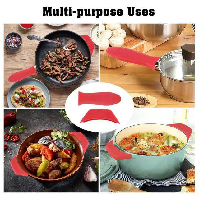 Alt view image 7 of 7 - Cast Iron Handle Cover Silicone Pot Holders 2PCS Cast Iron Skillet Handles Cover Heat Resistant Silicone Hot Handle Holder Cast Irons Handless Sleeve for Frying Pan Cast Irons Skillet Griddle Cookware