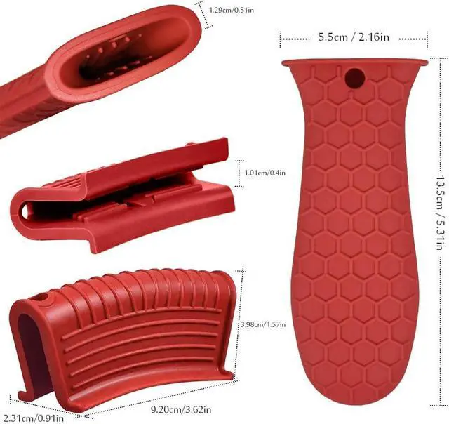Alt view image 4 of 7 - 4 Pieces Silicone Hot Tool Holder Heat Resistant Potholder Cookware Handle Non Slip Rubber Pot Holders Handles Grip Covers for Cast Iron Skillet Silicone Cooking Kitchen Suits (Green)