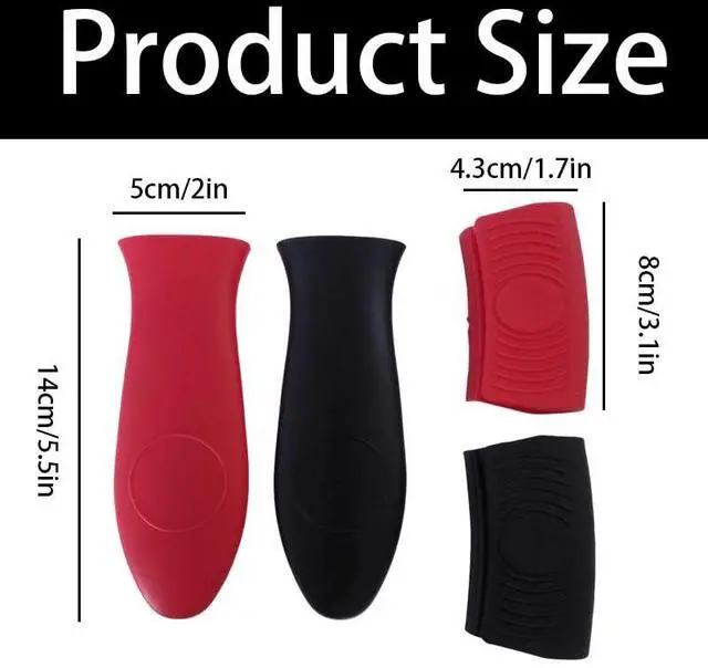 Alt view image 2 of 5 - 4-Pack Silicone Hot Handle Holders, Heat Resistant Pot Handle Covers & Grips with Non-Slip Design for Cast Iron, Metal, Fry Pan Cookware