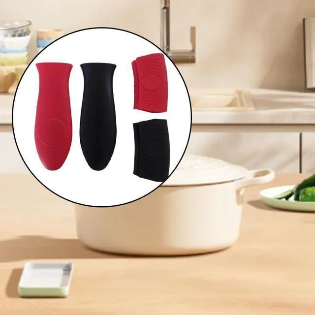 Alt view image 5 of 5 - 4-Pack Silicone Hot Handle Holders, Heat Resistant Pot Handle Covers & Grips with Non-Slip Design for Cast Iron, Metal, Fry Pan Cookware