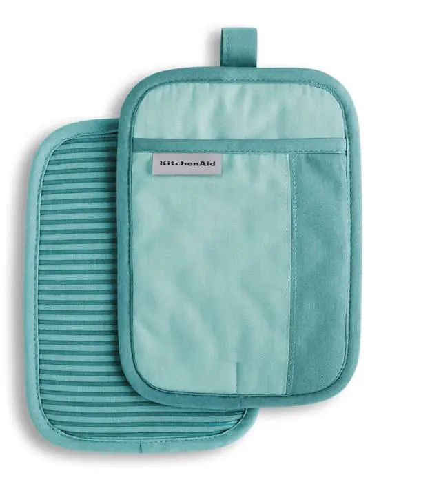 Main image of Beacon Two-Tone Non-Slip Pot Holder Set, Aqua Sky, 7"x10", 2 Piece