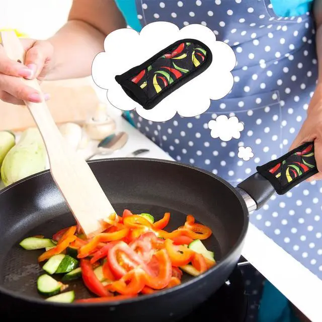 Alt view image 7 of 7 - Cast Iron Skillet Handle Covers, Cotton Pan Handle Sleeve Heat Resistant Pot Holder Non-Slip, Machine Washable Kitchen Cooking Mitts(Retro Style)