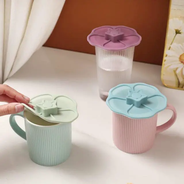 Alt view image 6 of 7 - Petal Silicone Cup Covers (Set of 3), Multicolored Silicone,drink covers