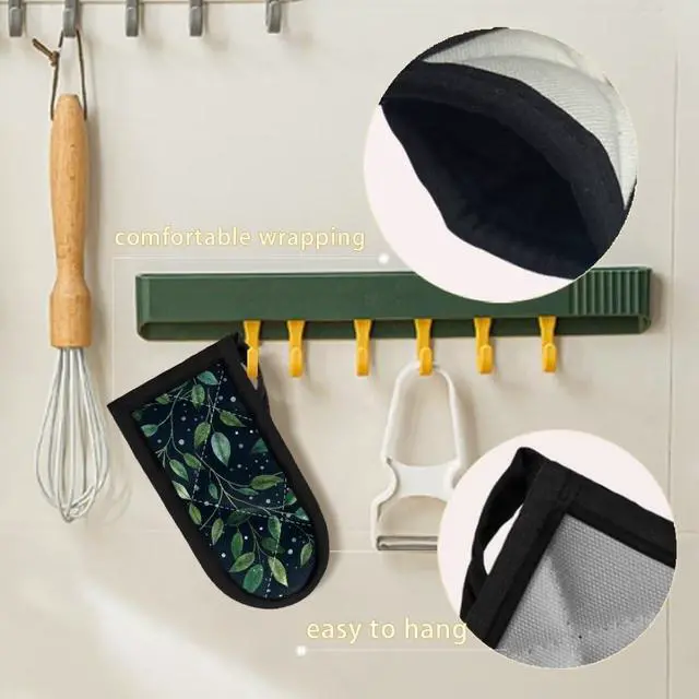 Alt view image 3 of 7 - Green Leaf Hot Handle Covers Set of 2,Pot Sleeve Heat Resistant Cast Iron Skillets Holders for Kitchen Cooking Baking