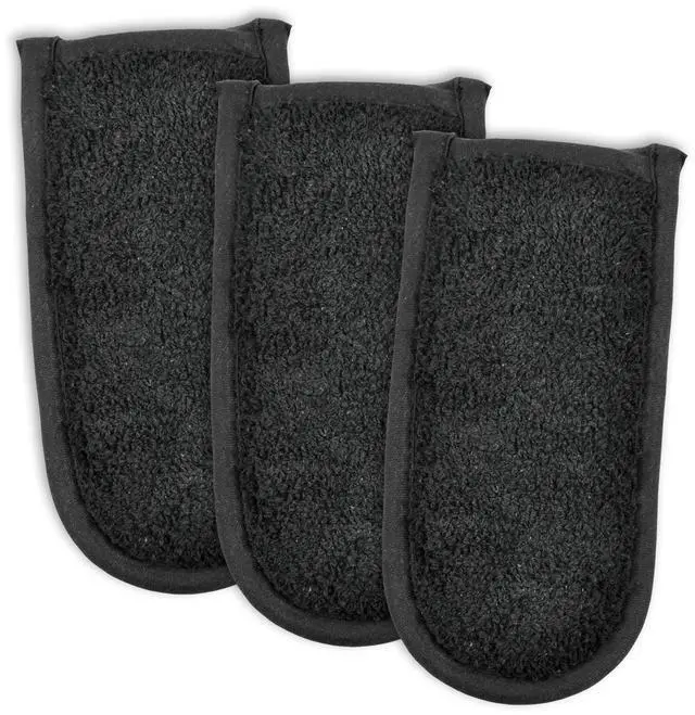 Main image of Basic Terry Collection Quilted 100% Cotton, Pan Handle, Black, 3 Piece