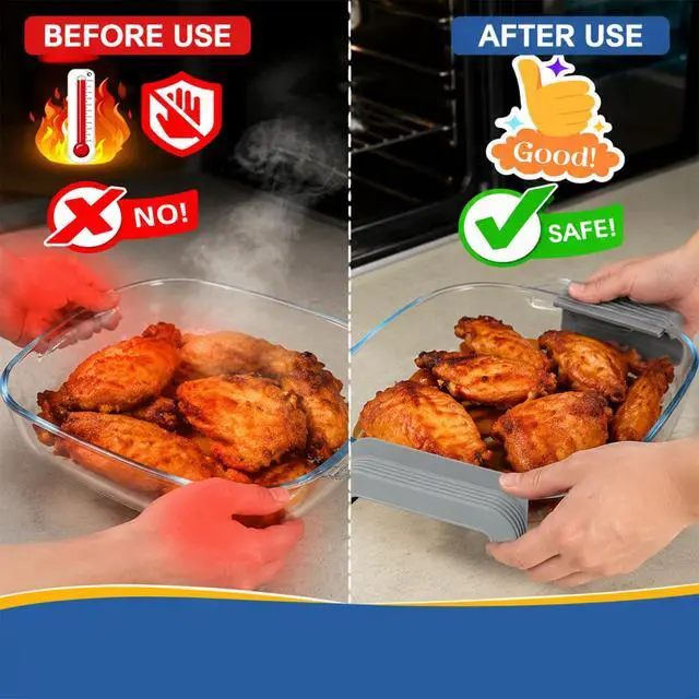 Alt view image 5 of 7 - 2Pcs Silicone Handle Cover Accessories for Ninja Crispi, Anti-Slip Grip Holder Sleeve for Ninja Crispi Air Fryer Accessories, Home Kitchen Dining Party Baking, Fits 2.5/4/6 QT Glass Container