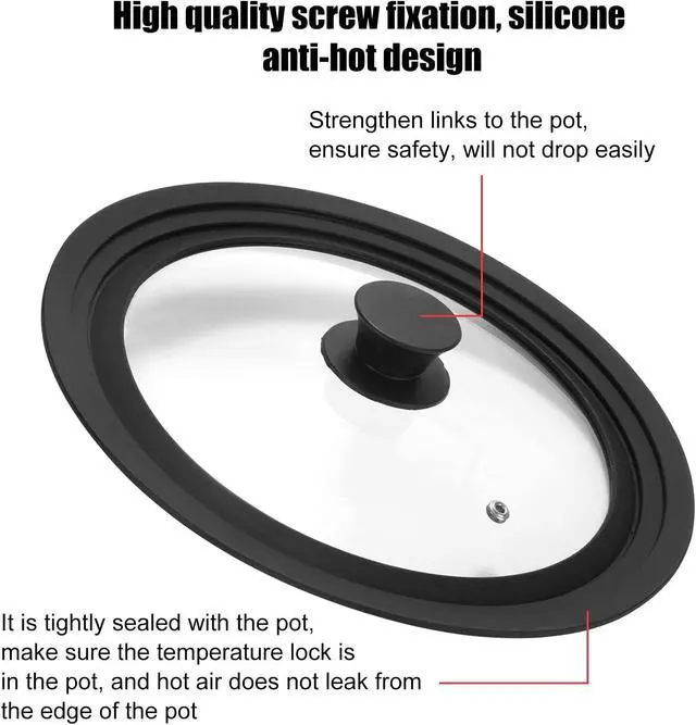 Alt view image 7 of 7 - Universal Pot Lid - Pan Lid Fits 7", 8", 9" Cookware, Tempered Glass with Heat-Resistant Silicone Rim and Handle, Black for Frying Pans & Skillets
