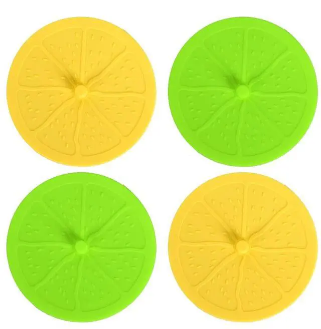 Main image of 4Pack Cute Silicone Cup Lids Cover, Creative Lemon Fresh Fruit Food Grade Rubber Airtight Seal Suction Cap for Drink Glass Coffee Mug Can