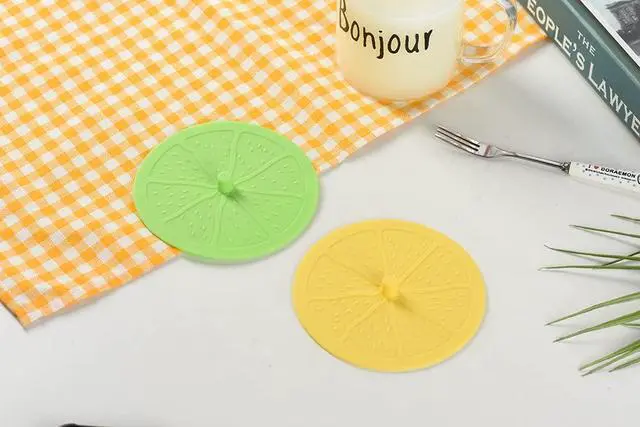 Alt view image 2 of 7 - 4Pack Cute Silicone Cup Lids Cover, Creative Lemon Fresh Fruit Food Grade Rubber Airtight Seal Suction Cap for Drink Glass Coffee Mug Can
