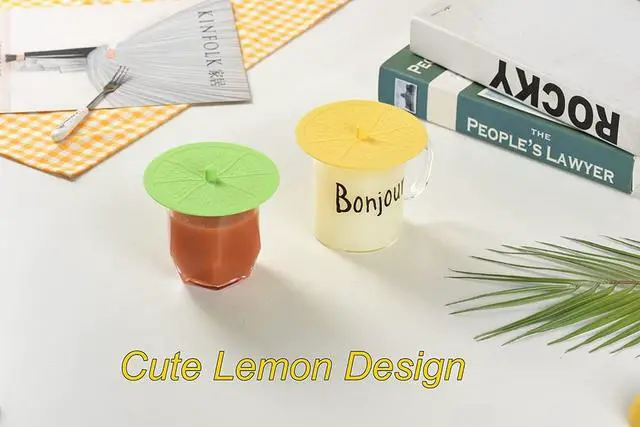 Alt view image 4 of 7 - 4Pack Cute Silicone Cup Lids Cover, Creative Lemon Fresh Fruit Food Grade Rubber Airtight Seal Suction Cap for Drink Glass Coffee Mug Can