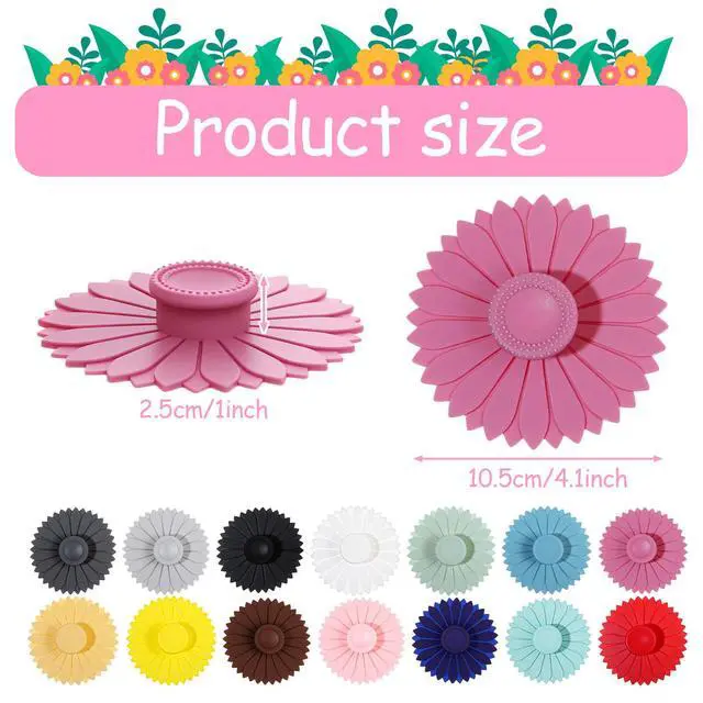 Alt view image 2 of 7 - Sunflower Silicone Cup Covers Multicolored Silicone Lids for Mugs, Cups, Tea Pots, Universal Cup Lids Outdoor Hot Drink Cover for Coffee (Bright Color)