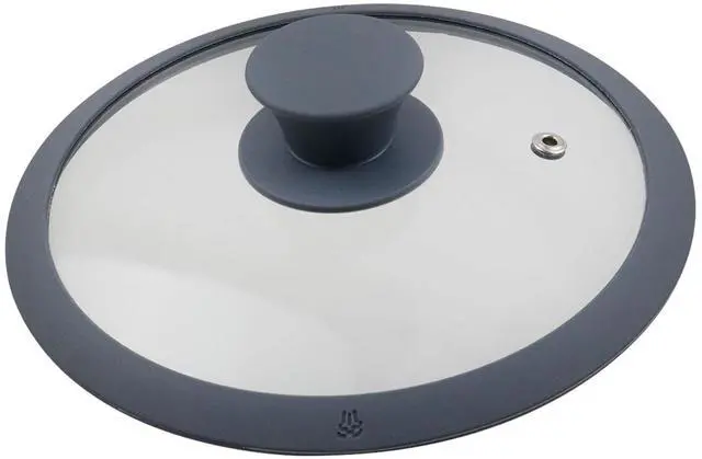 Main image of Silicon Glass Lid Fits 7" Inner Diameter Pots Pans and Skillets, Heat Resistant Silicone Rim Tempered Glass Pot Lid Replacement Lids for Pans Cookware (Grey)