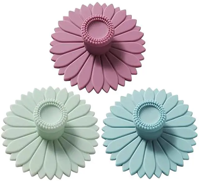 Main image of Sunflower Silicone Cup Covers (Set of 3), Multicolored Silicone Lids for Mugs, Cups, Flexible Mug Covers, Tea Pots, Hot Cup Lids for Coffee & Tea (3 Count Sunflower lid)