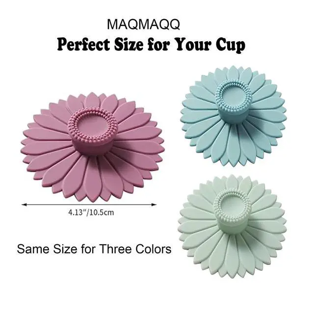 Alt view image 2 of 7 - Sunflower Silicone Cup Covers (Set of 3), Multicolored Silicone Lids for Mugs, Cups, Flexible Mug Covers, Tea Pots, Hot Cup Lids for Coffee & Tea (3 Count Sunflower lid)