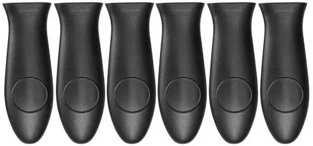 Main image of Silicone Hot Handler Holder Reusable Diswasher 6 Pcs Heat Resistant Pot Handle Sleeve Non-Slip Potholder Dishwasher Safe Rubber Grip Handle Cover for Pans, Cast Iron, Griddles, Cookware Handles Black