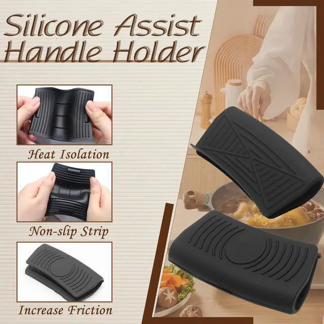 Alt view image 3 of 6 - Bonsicoky Silicone Assist Handle Holder, Black, 2 Pair