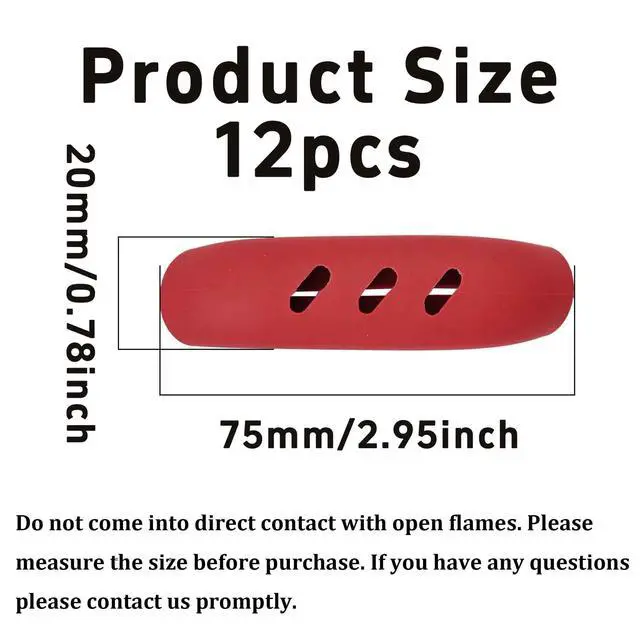 Alt view image 2 of 7 - Pairs 3x0.8 Silicone Pan Handle Grips, Heat-Proof Pot Holder Sleeves, Anti-Scald Kitchen Covers, Non-Slip Cookware Protectors for Wok Frying Pans Griddles(Red)