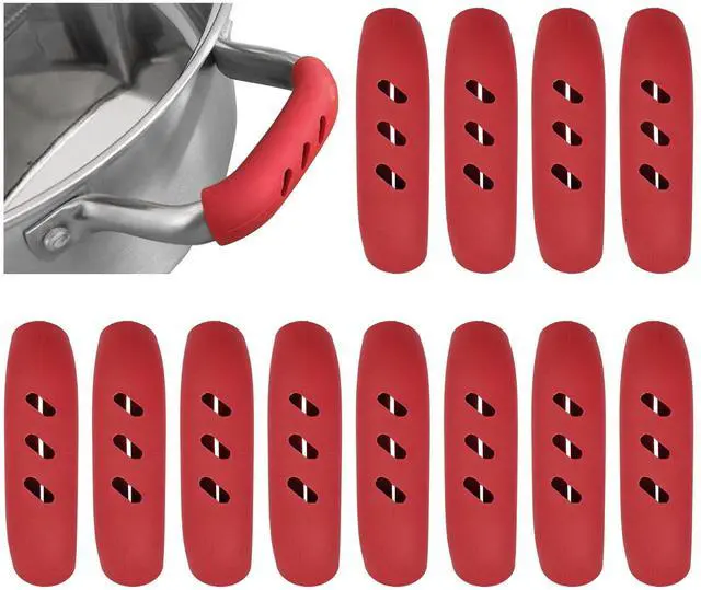 Main image of Pairs 3x0.8 Silicone Pan Handle Grips, Heat-Proof Pot Holder Sleeves, Anti-Scald Kitchen Covers, Non-Slip Cookware Protectors for Wok Frying Pans Griddles(Red)