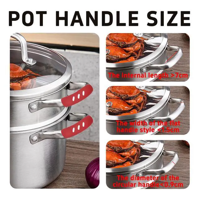 Alt view image 4 of 7 - Pairs 3x0.8 Silicone Pan Handle Grips, Heat-Proof Pot Holder Sleeves, Anti-Scald Kitchen Covers, Non-Slip Cookware Protectors for Wok Frying Pans Griddles(Red)