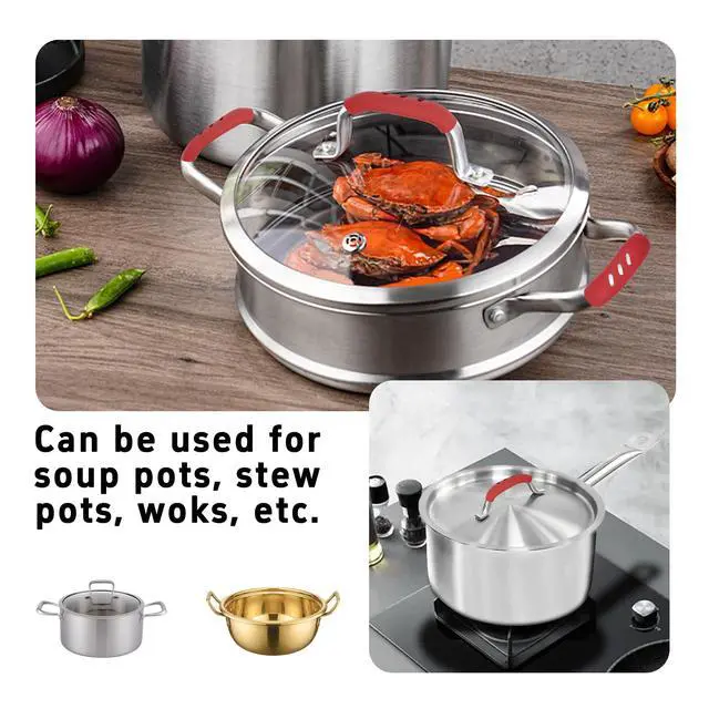 Alt view image 7 of 7 - Pairs 3x0.8 Silicone Pan Handle Grips, Heat-Proof Pot Holder Sleeves, Anti-Scald Kitchen Covers, Non-Slip Cookware Protectors for Wok Frying Pans Griddles(Red)