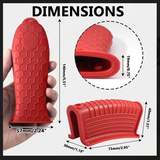 Alt view image 2 of 7 - Pieces Silicone Hot Handle Holder Sleeve Set, Red