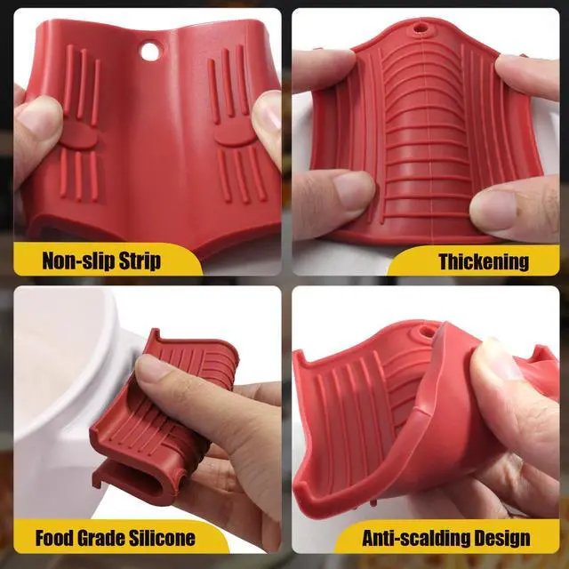 Alt view image 4 of 7 - Pieces Silicone Hot Handle Holder Sleeve Set, Red