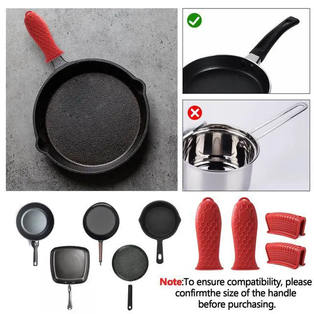 Alt view image 6 of 7 - Pieces Silicone Hot Handle Holder Sleeve Set, Red
