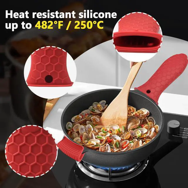 Alt view image 3 of 7 - Pieces Silicone Hot Handle Holder Sleeve Set, Red