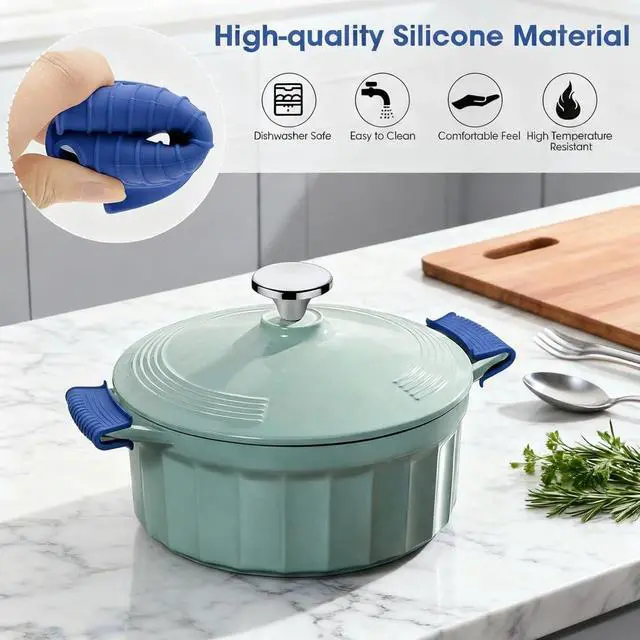 Alt view image 4 of 7 - 2 Pairs Silicone Pot Handle Holders,Hot Skillet Handle Covers,Anti-Slip Silicone Cast Iron Pans Handles,Pan Lids Dutch Ovens Baking Sheets Casserole Cookware