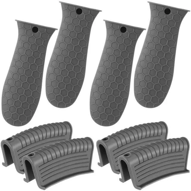 Main image of Silicone Pot Holders Set Cast Iron Handle Cover Heat Resistant Pot Handle Covers Potholder Non Slip Reusable Pan Sleeve for Frying Pan Kitchen Supplies(Grey)