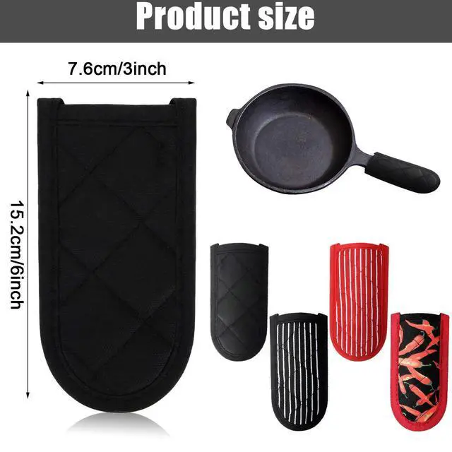Alt view image 3 of 7 - Cast Iron Skillet Handle Covers Heat Resistant Pot Handle Covers Non Slip Cotton Pot Sleeves Holder Mitts Machine Washable for Kitchen Baking Cooking Cookwares(Striped Style)