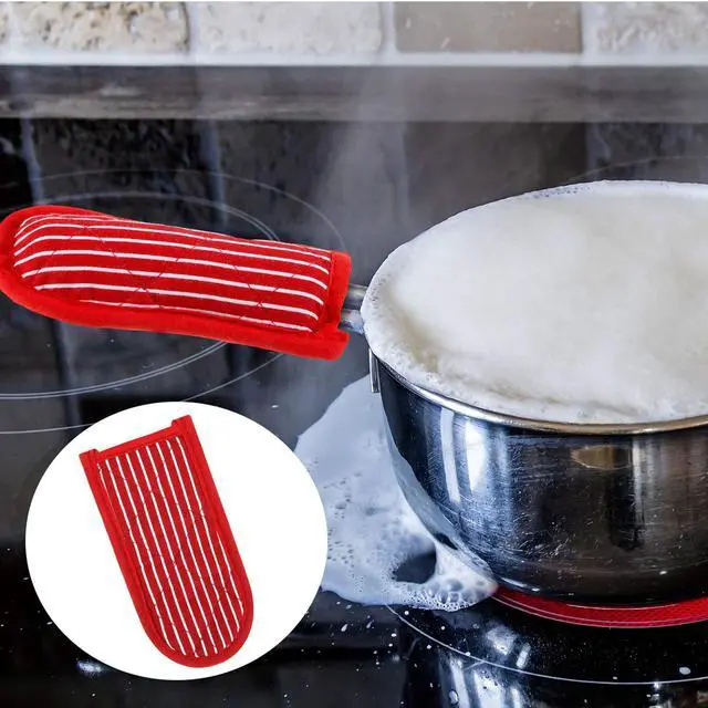 Alt view image 2 of 7 - Cast Iron Skillet Handle Covers Heat Resistant Pot Handle Covers Non Slip Cotton Pot Sleeves Holder Mitts Machine Washable for Kitchen Baking Cooking Cookwares(Striped Style)