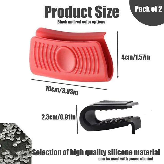 Alt view image 2 of 7 - 2Pcs Silicone Assist Handle Holder Grip, Heat Resistant Cast Iron Holder Sleeve, Anti-Slip Skillet Handle Covers, Potholder Hot Handle Holder for Kitchen Pot Pan Cookware (Black)