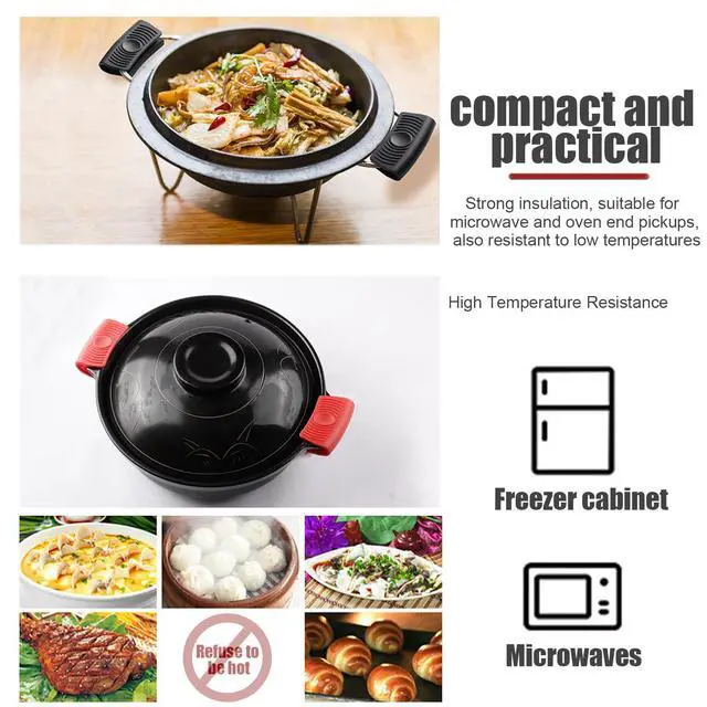 Alt view image 3 of 7 - 2Pcs Silicone Assist Handle Holder Grip, Heat Resistant Cast Iron Holder Sleeve, Anti-Slip Skillet Handle Covers, Potholder Hot Handle Holder for Kitchen Pot Pan Cookware (Black)
