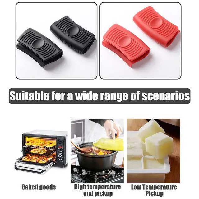 Alt view image 4 of 7 - 2Pcs Silicone Assist Handle Holder Grip, Heat Resistant Cast Iron Holder Sleeve, Anti-Slip Skillet Handle Covers, Potholder Hot Handle Holder for Kitchen Pot Pan Cookware (Black)