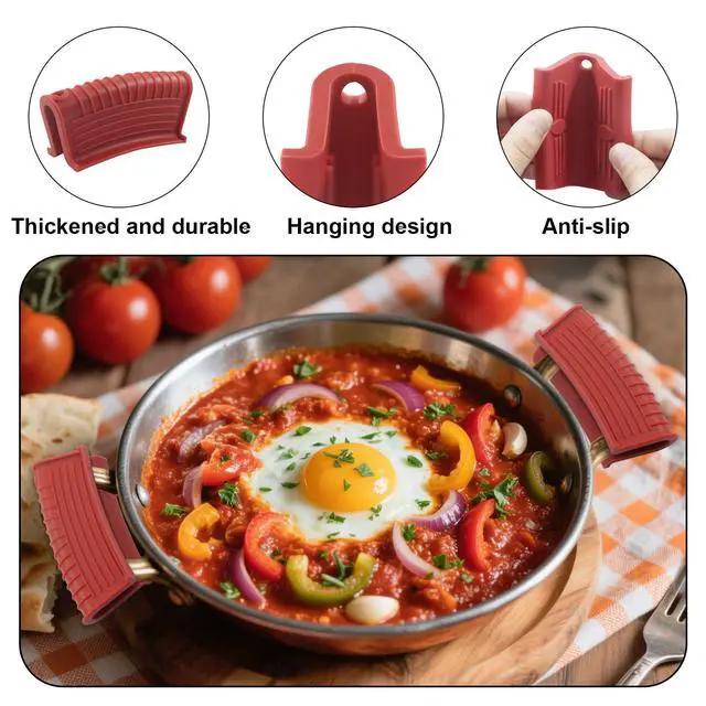 Alt view image 4 of 5 - Silicone Pot Handle Holders, 2 PCS, Red