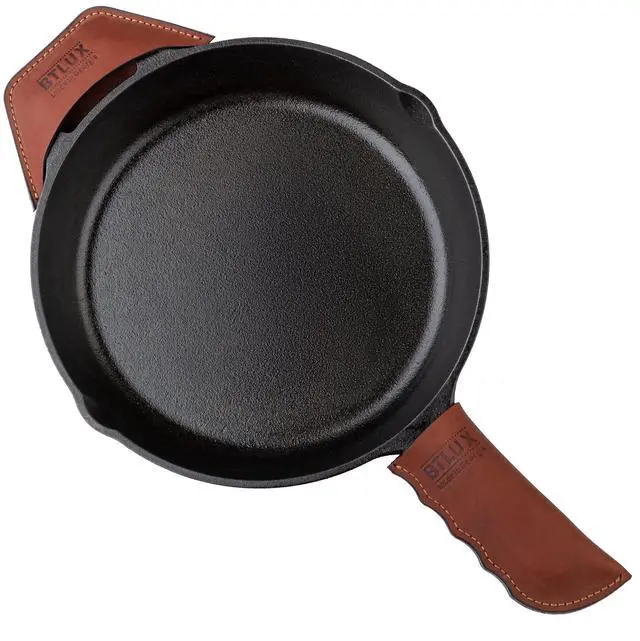 Main image of Proudly Made in Georgia from Full Grain Leather - Leather Cast Iron Handle Cover, Set of 2 - Heat Resistant Cast Iron Handle Sleeve for Skillets - Pot Holder for Hot Frying Pans, Pots