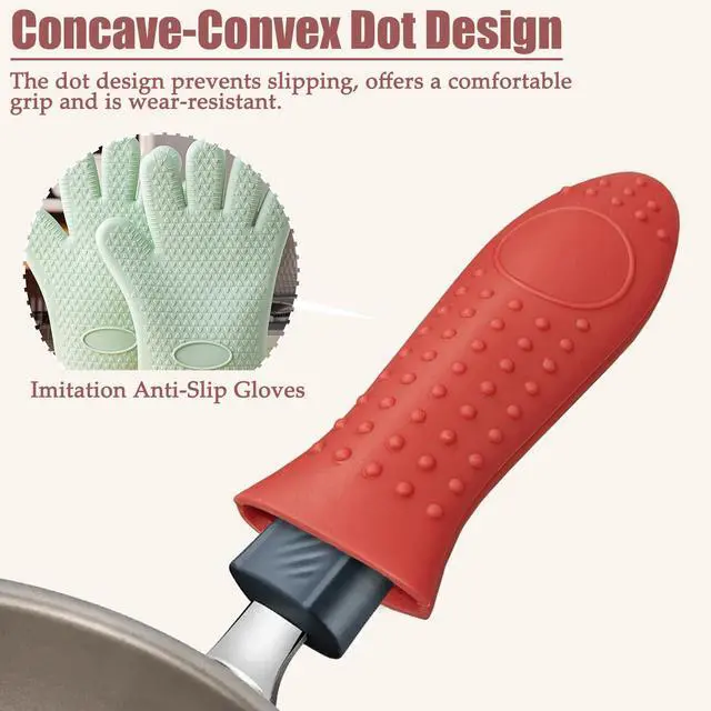 Alt view image 5 of 6 - Single Silicone Handle Cover, Heat Resistant Sleeve for Cast Iron Skillets and Pans, Red Protective Grip for Safe Cooking
