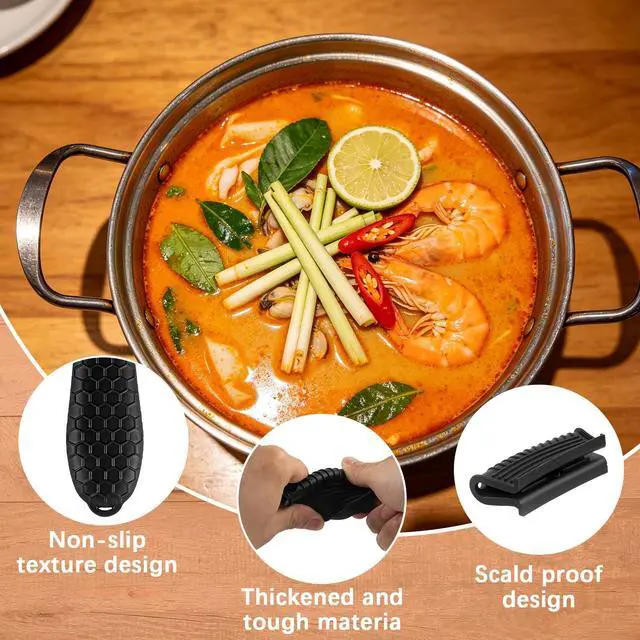 Alt view image 3 of 7 - Silicone Hot Handle Holder Cover Cast Iron Handle Cover Silicone Pot Holders Heat Resistant Assist Pan Handle Sleeve Non-Slip Pot Handle Covers for Cast Iron Skillet Metal Pan