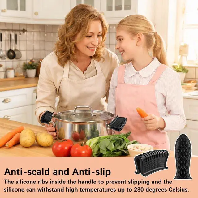 Alt view image 4 of 7 - Silicone Hot Handle Holder Cover Cast Iron Handle Cover Silicone Pot Holders Heat Resistant Assist Pan Handle Sleeve Non-Slip Pot Handle Covers for Cast Iron Skillet Metal Pan