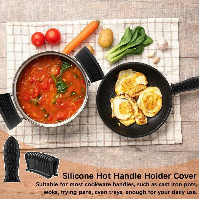 Alt view image 5 of 7 - Silicone Hot Handle Holder Cover Cast Iron Handle Cover Silicone Pot Holders Heat Resistant Assist Pan Handle Sleeve Non-Slip Pot Handle Covers for Cast Iron Skillet Metal Pan
