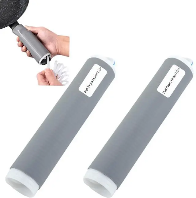 Main image of 2 Pcs Heat-Resistant Pot Handle Silicone Cover, Non-Slip Pan Handle Sleeve, Easy to Install and Clean, for Cast Iron Skillet, Frying Pan (grey, M)