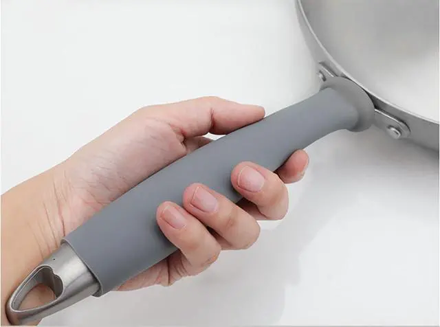 Alt view image 7 of 7 - 2 Pcs Heat-Resistant Pot Handle Silicone Cover, Non-Slip Pan Handle Sleeve, Easy to Install and Clean, for Cast Iron Skillet, Frying Pan (grey, M)