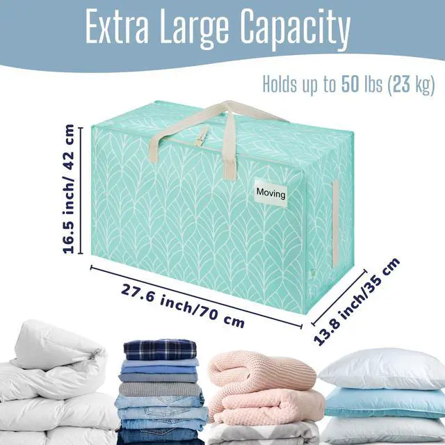 Alt view image 4 of 7 - Extra Large Heavy Duty Moving Bags with Wide Opening & Reinforced Handles, Reusable Storage Tote Bags with Strong Zippers for Clothes, College Dorm Essentials & Moving Supplies